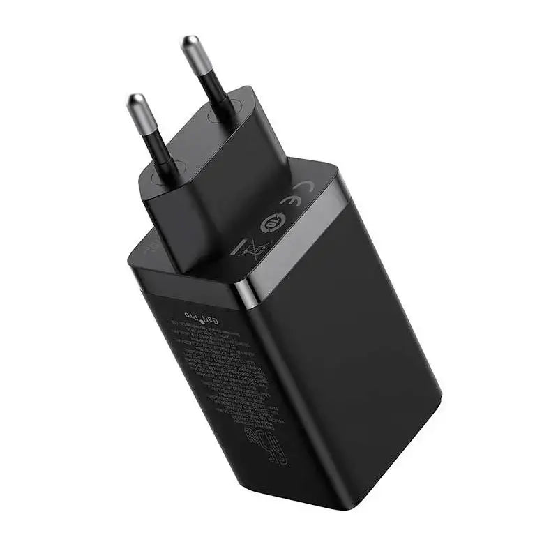Baseus GaN5 PRO Fast Charger - Väggladdare - Snabbladdare QC4+ / PD 65W - 100-240V till USB - 3xUSB Typ A/C - Svart - Action King