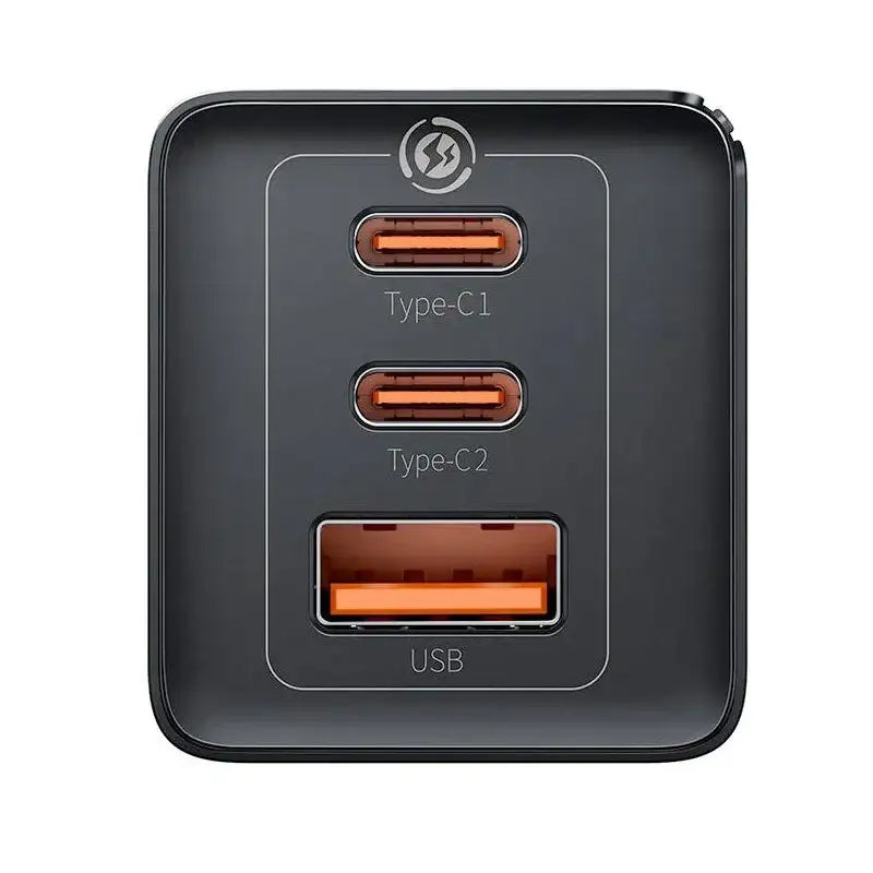 Baseus GaN5 PRO Fast Charger - Väggladdare - Snabbladdare QC4+ / PD 65W - 100-240V till USB - 3xUSB Typ A/C - Svart - Action King