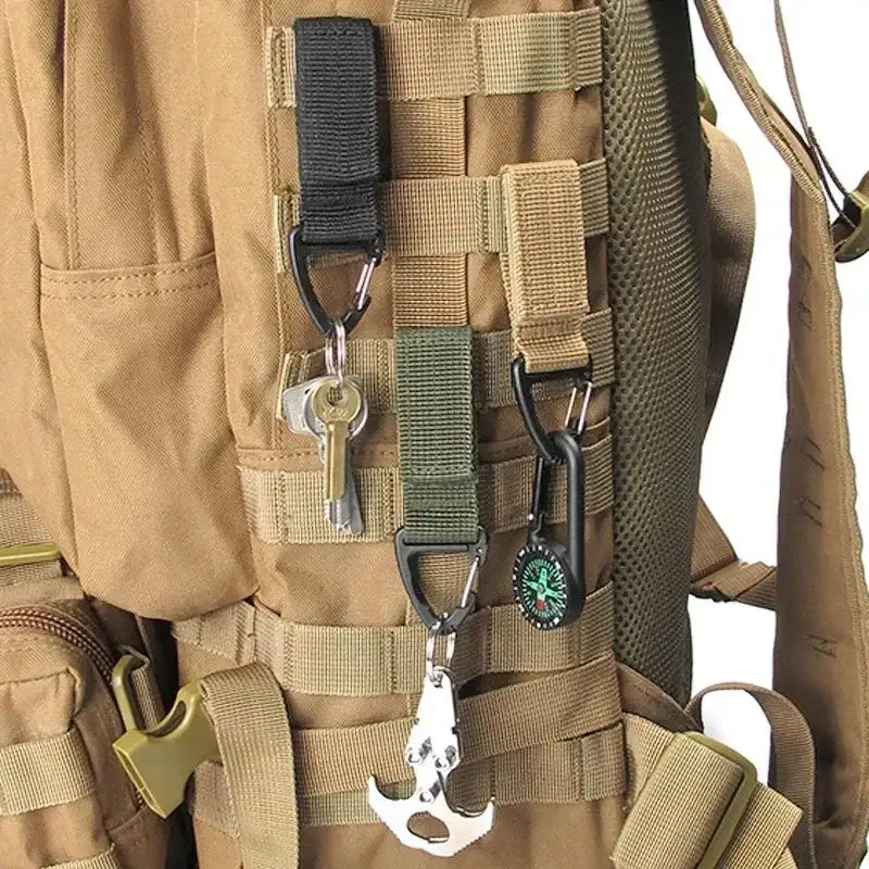Nyckelband - Taktiskt Fäste i Nylon med Karbinhake, För Bälte / Molle - Skog - Action King