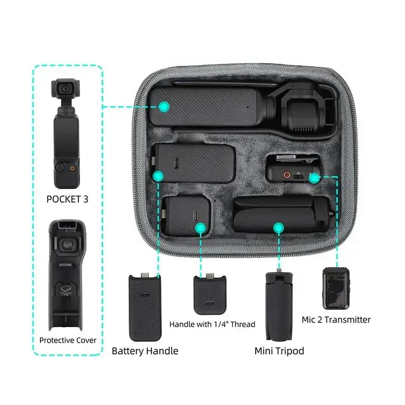 Väska till DJI Osmo Pocket 3 och tillbehör - Grå - Action King