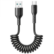 Joyroom Flexible Fast Charging Cable SA38-AC3, USB-A - USB-C Kabel, Spiral, 3A, 1.5m - Svart - Action King