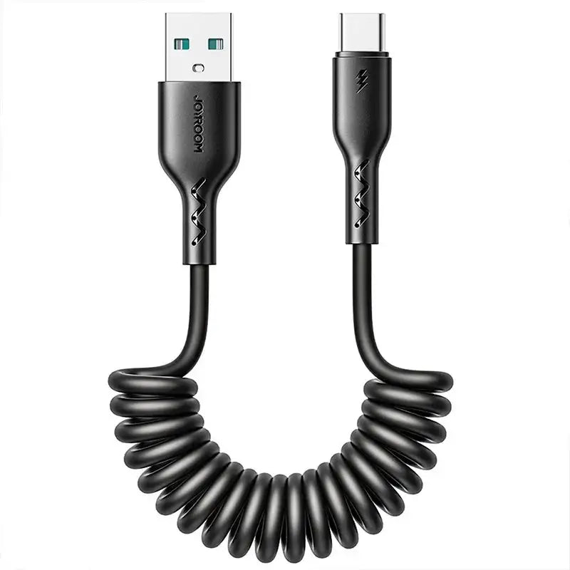 Joyroom Flexible Fast Charging Cable SA38-AC3, USB-A - USB-C Kabel, Spiral, 3A, 1.5m - Svart - Action King