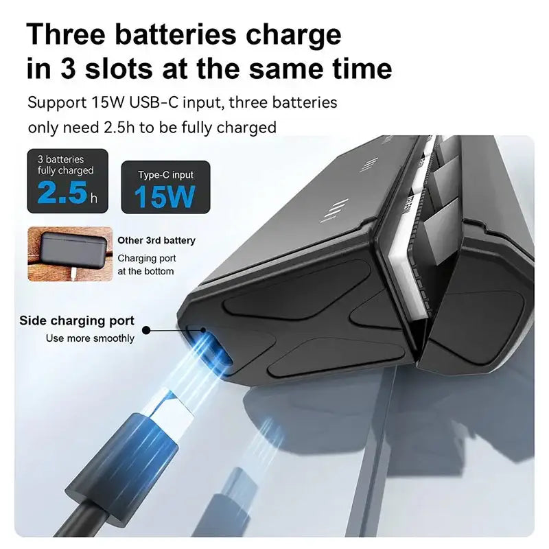 Telesin Batteriladdare Pocket Box med förvaring för 3st batterier + 2st microSD - För GoPro Hero12/11/10/9 Black - Action King