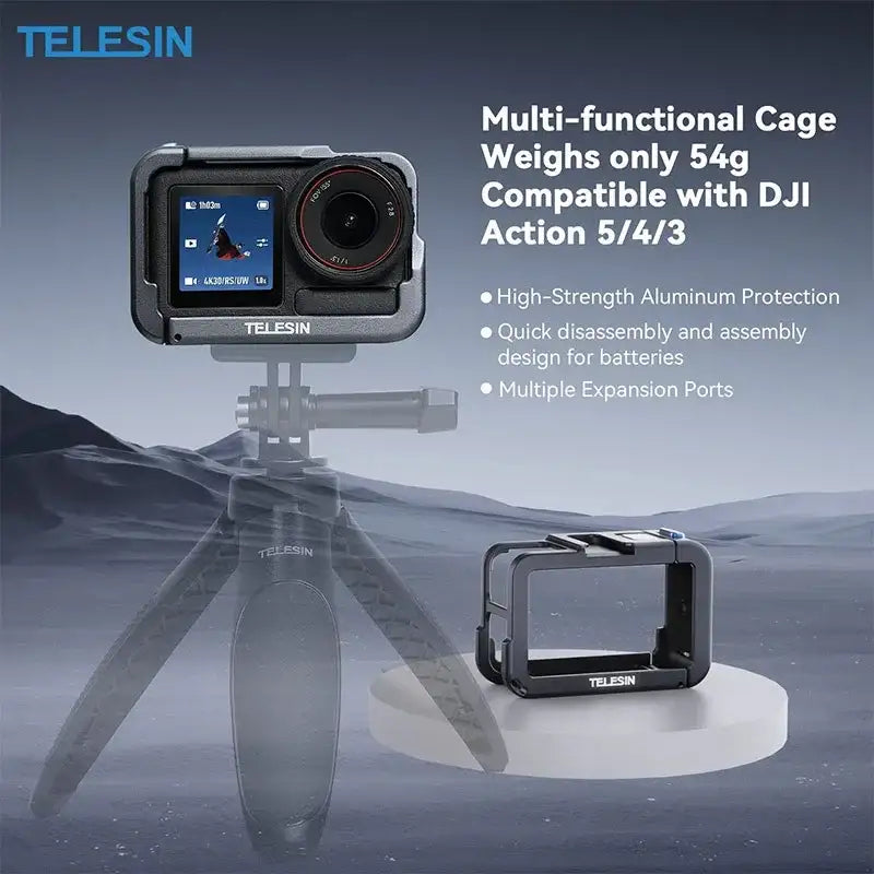 Telesin Skyddsram Multifunktion med cold shoe till DJI Action 5 Pro/4/3 - Aluminium - Action King