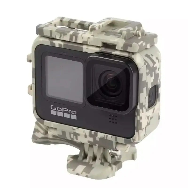 Skyddsram med tillbehörshållare Cold Shoe till GoPro Hero12/11/10/9 Black - Kamouflage - Sand - Action King
