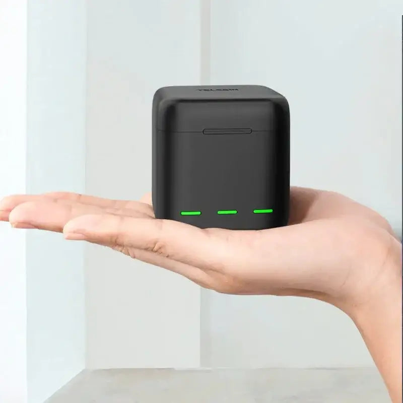 Telesin Batteriladdare med förvaring för batterier + microSD - Trippel - för GoPro Hero12/11/10/9 Black - Action King