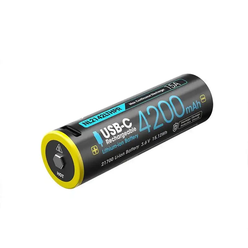 Nitecore NL2142LTHPR Li-ion 21700 Batteri Low Temp - 4200mAh, 3,6V, Max 15A, USB-C Laddning - Action King