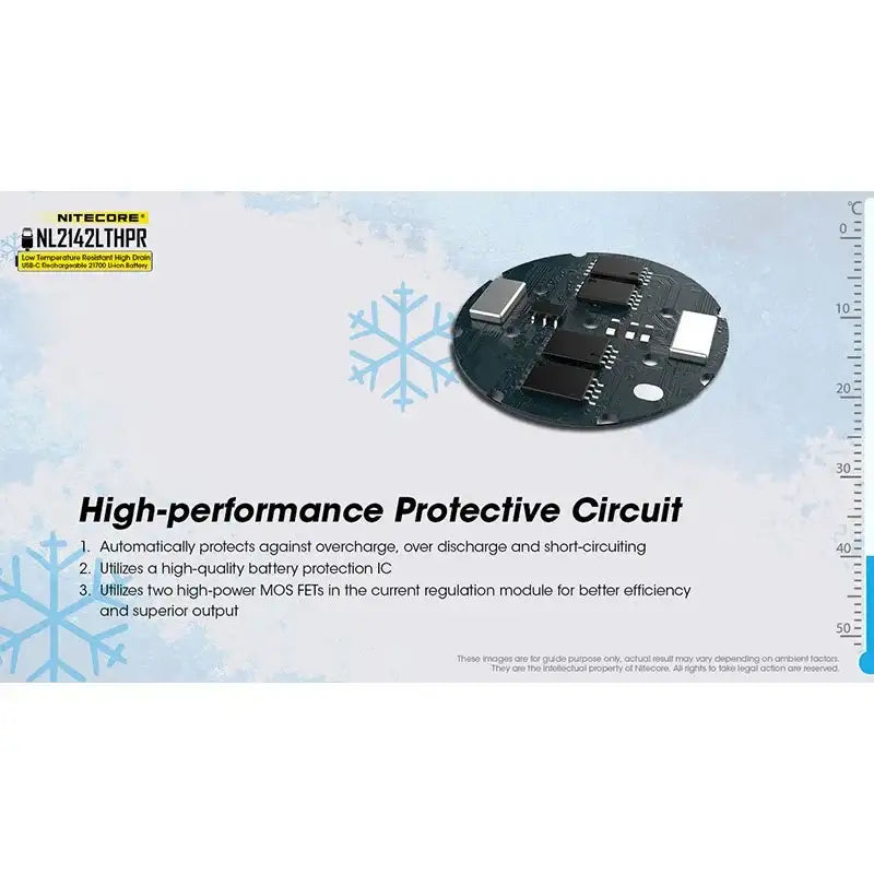Nitecore NL2142LTHPR Li-ion 21700 Batteri Low Temp - 4200mAh, 3,6V, Max 15A, USB-C Laddning - Action King