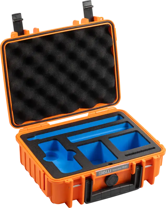 Orange Insta360 X4 väska för säker förvaring av din 360-kamera.