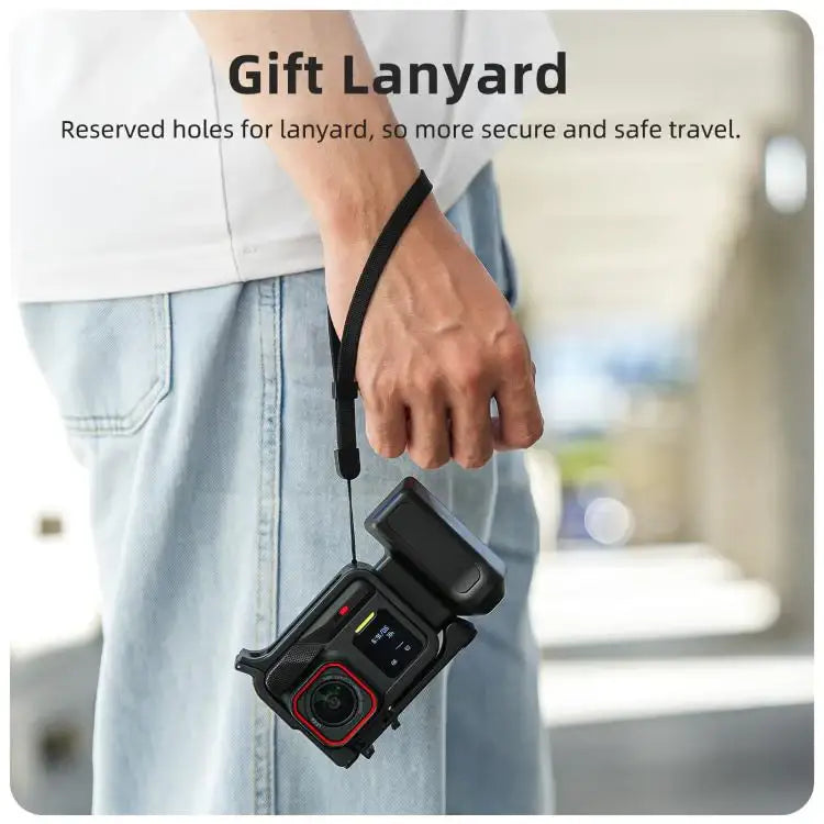 Ergonomiskt Insta360 Ace Pro handtag för streetfotografi med bra grepp.