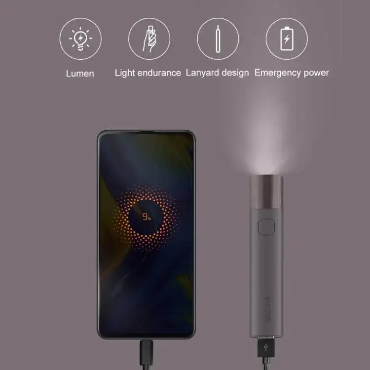 Original Xiaomi Youpin SOLOVE LED ficklampa – uppladdningsbar, bra köpa xiaomi ficklampa.