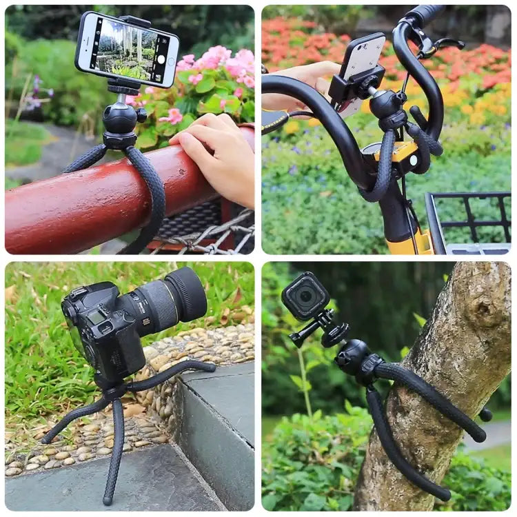 PULUZ Mini Octopus Flexible Tripod Holder with Ball Head & Phone Clamp + Tripod Mount Adapter & Long Screw for SLR Cameras, GoPro, Cellphone, Size: 25cmx4.5cm - Action King