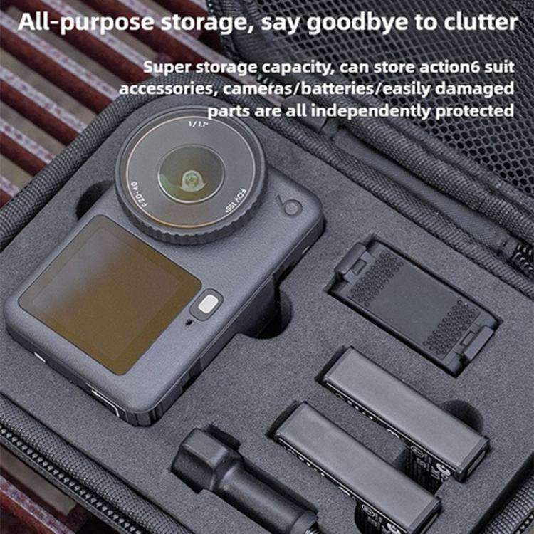DJI Osmo Action 6 förvaringsväska, bärbar med handtag och rem. Skydda din actionkamera.