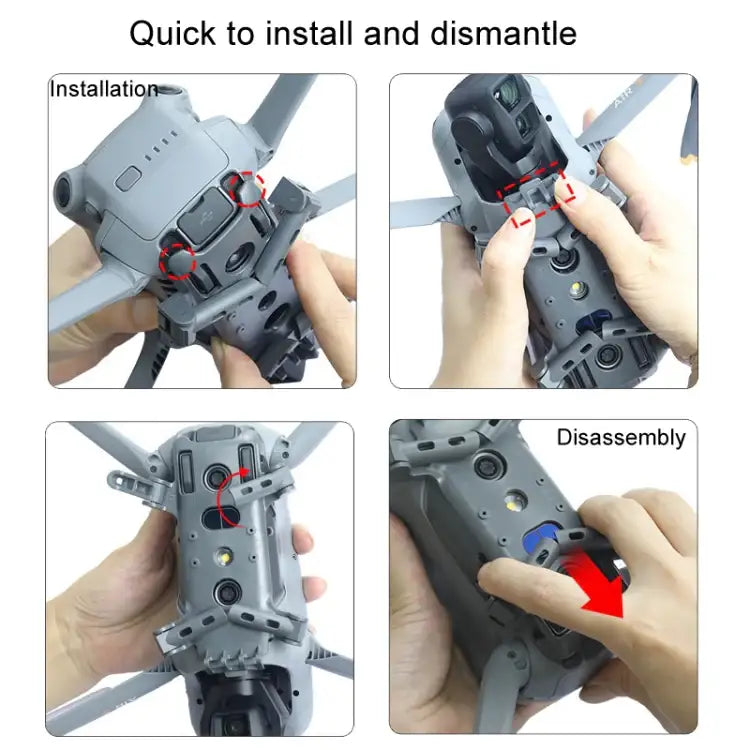 For DJI Air 3 Heightened Landing Gear Body Protection Fall and Crash Proof Folding Extension Kickstand - Action King