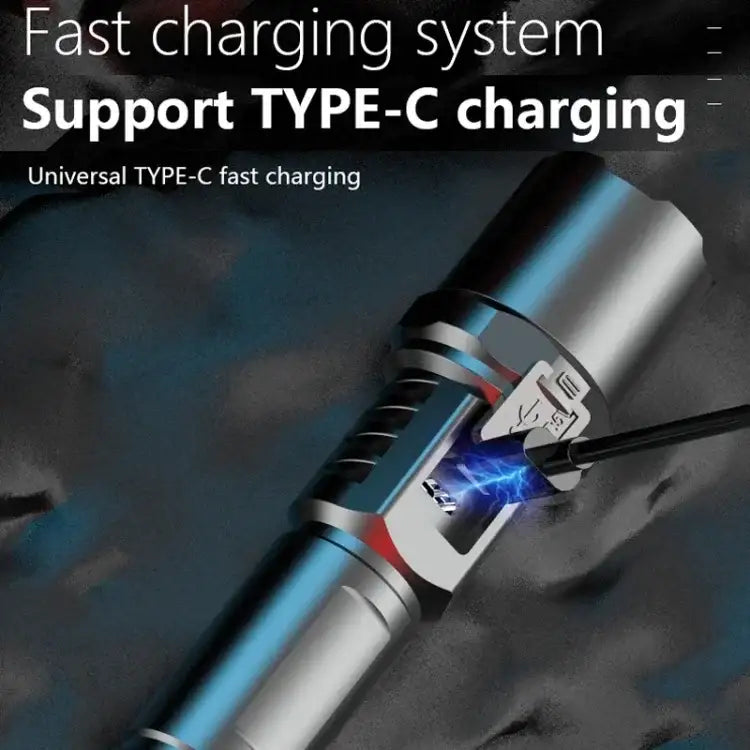 Wiederaufladbare LED-Taschenlampe mit Zoom und LCD-Display – 3000 mAh