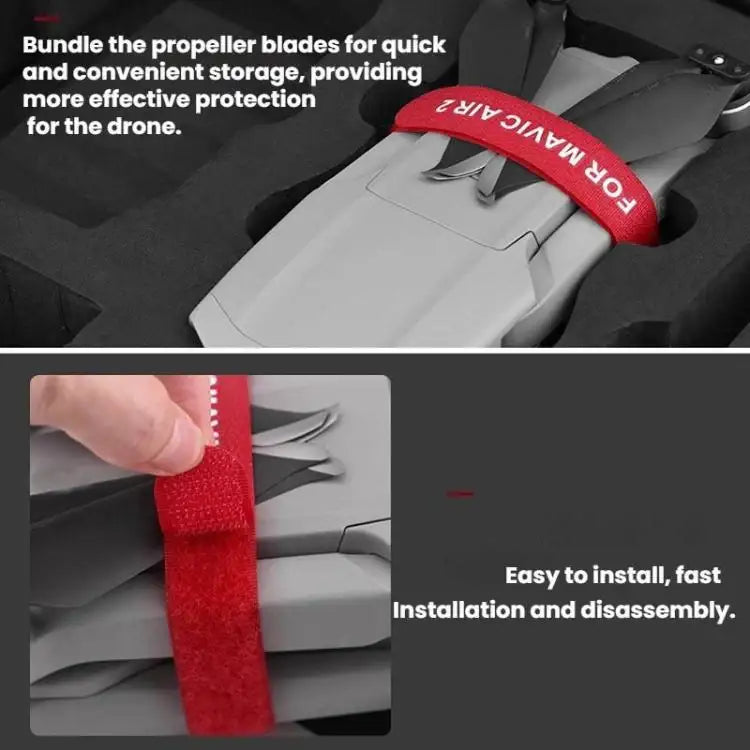 Mavic Air 2 Propellerremmar, svart, håller propellrarna säkert på plats under transport.