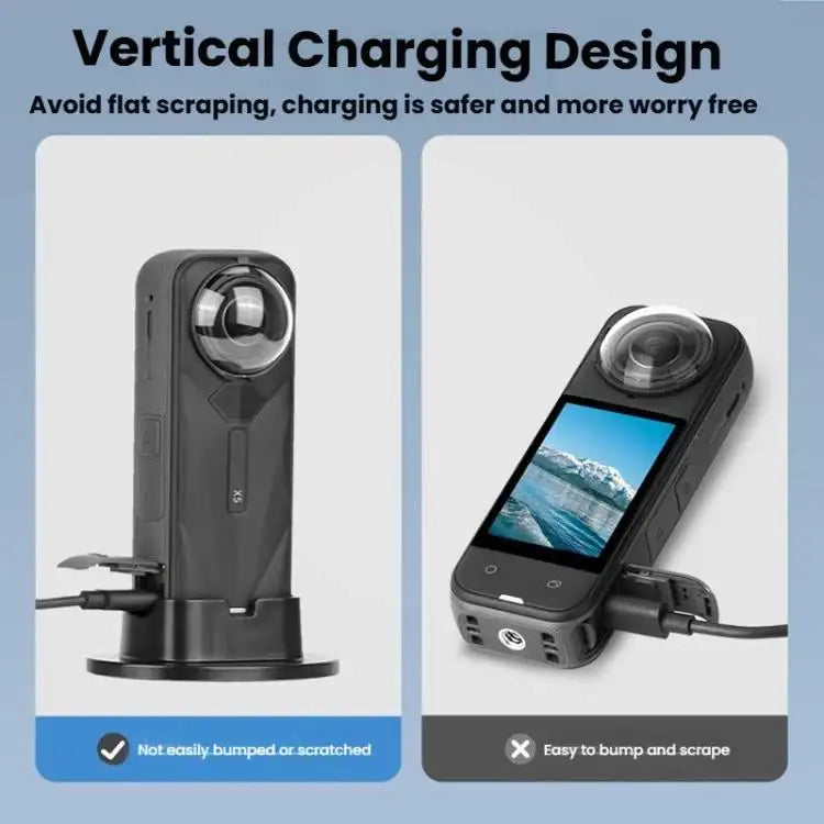 For Insta360 X5 Flymile Anti-Slip Base Plastic Desktop Stand Stable Camera Holder - Action King