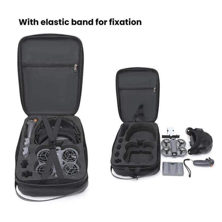 Förvaringsväska för DJI Neo 2 BKano Flying Kit med hårt skal och dubbla axelremmar, elastiska band för fixering och anpassat innerfack.