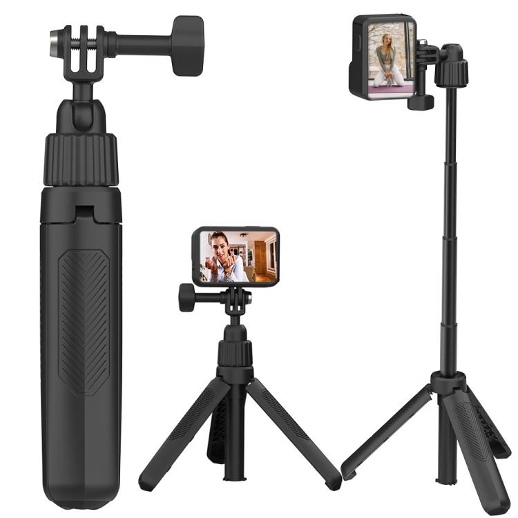 Ministativ för actionkamera ger stadiga tagningar.