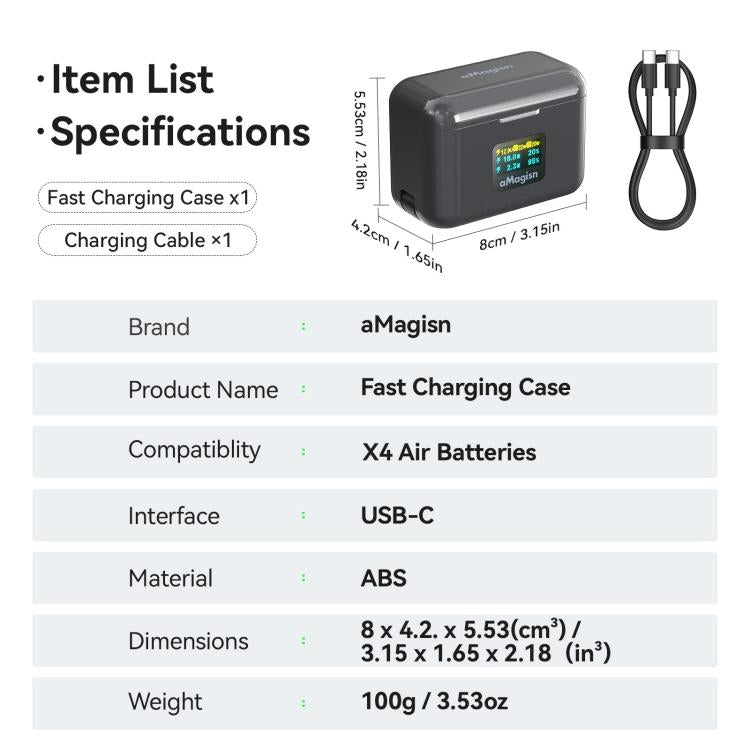 Insta360 X4 laddfodral v1 - Insta360 X4 Laddfodral med Färgdisplay